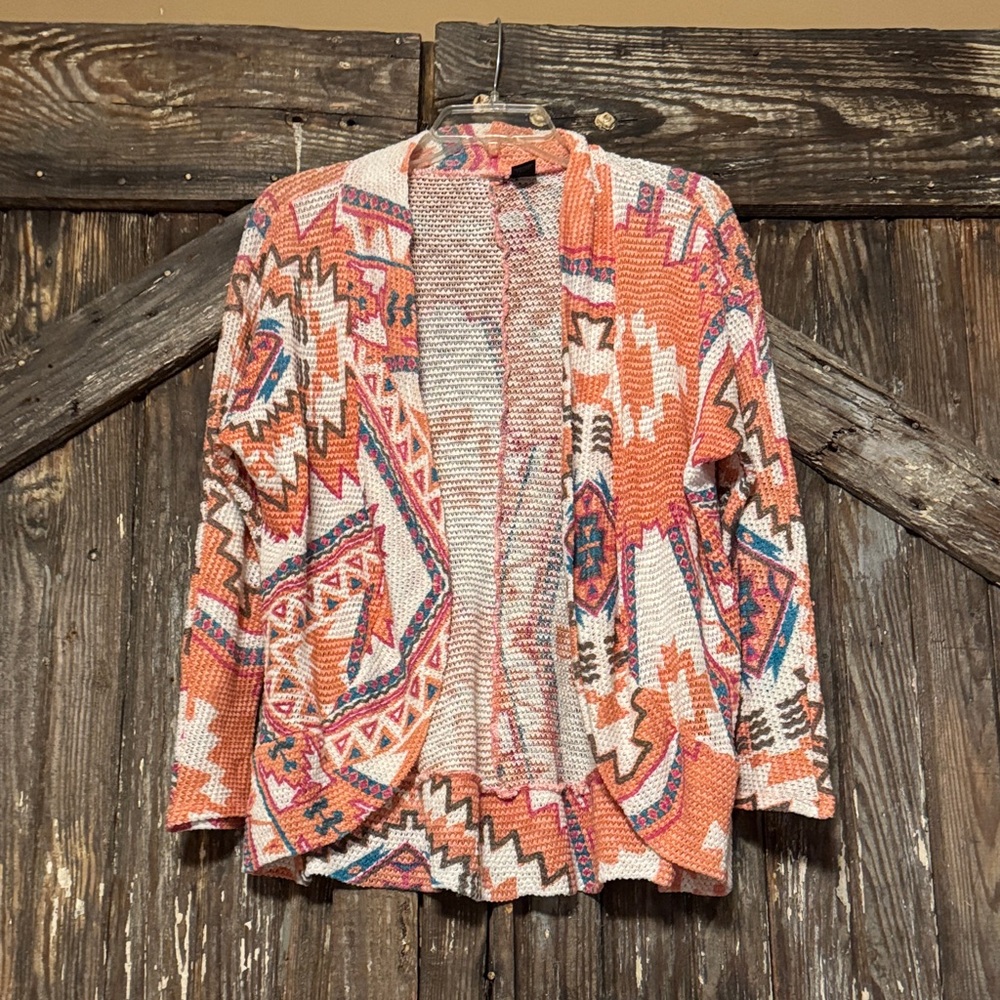 Geometric Patterned Orange cardigan